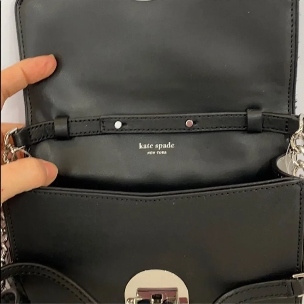 Kate Spade Neve Tinsel Convertible Crossbody Bag Black and Silver Women's Bag